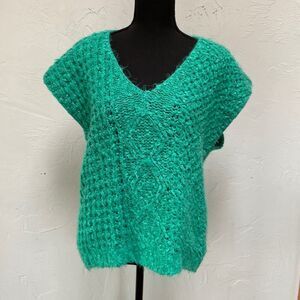 Vintage Barbra Sue Green Knit Vest Size Large